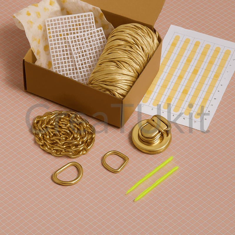 Bolso Cloe dorado de malla plástica - kit CreatuKit