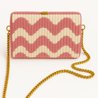 Bolso ondas blanco y rosa