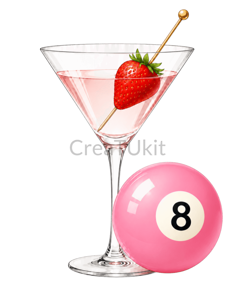 Diseño de martini y bola de billar del kit de bedazzling