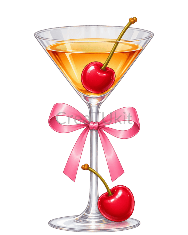 Diseño de martini y cerezas del kit de bedazzling