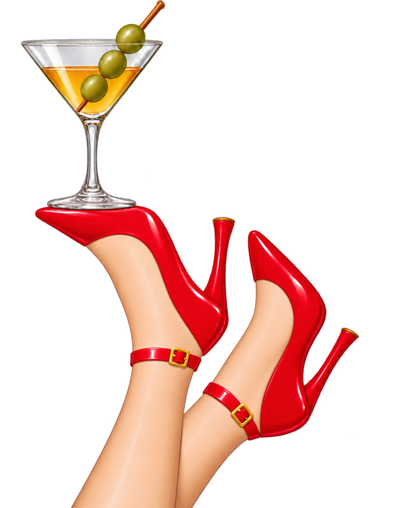 Cómo hacer un cuadro con diamantes por libre, paso a paso 1 Lienzo de tacones rojos y copa de martini sin diamantes, imagen de partida del proyecto